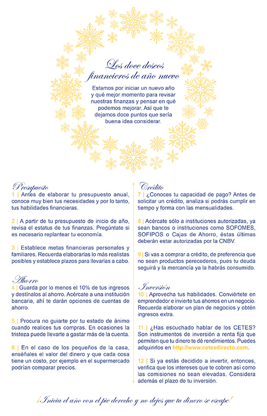 Los doce deseos financieros de año nuevo