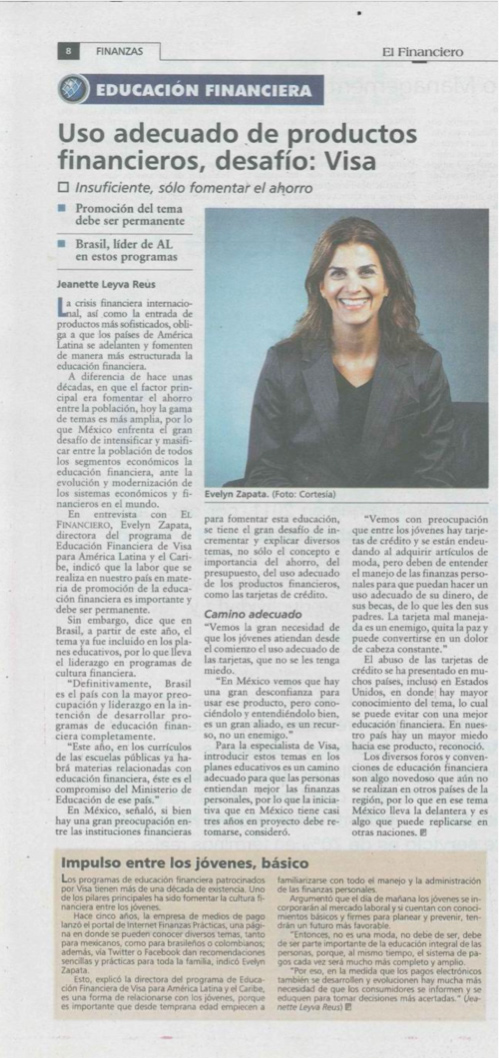 Uso Adecuado de productos financieros, desafio: Visa